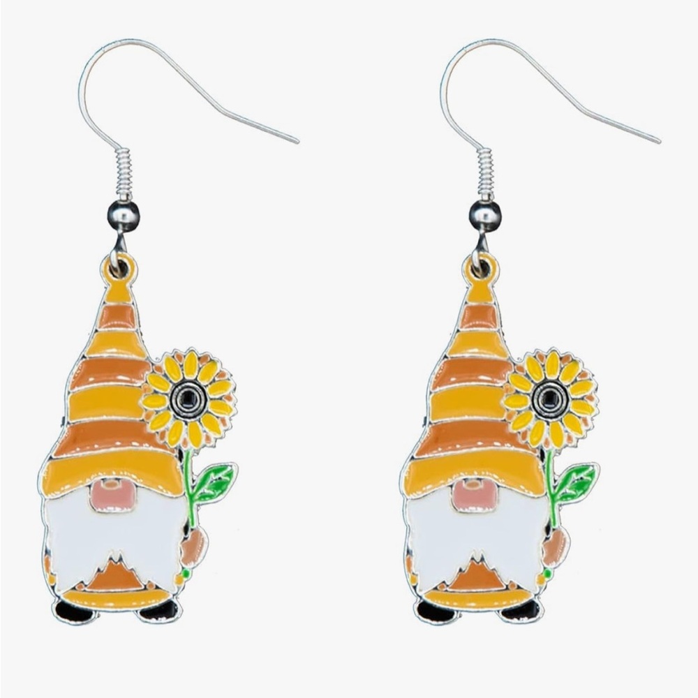 Sunflower Dangle Gnome Earrings 🌻